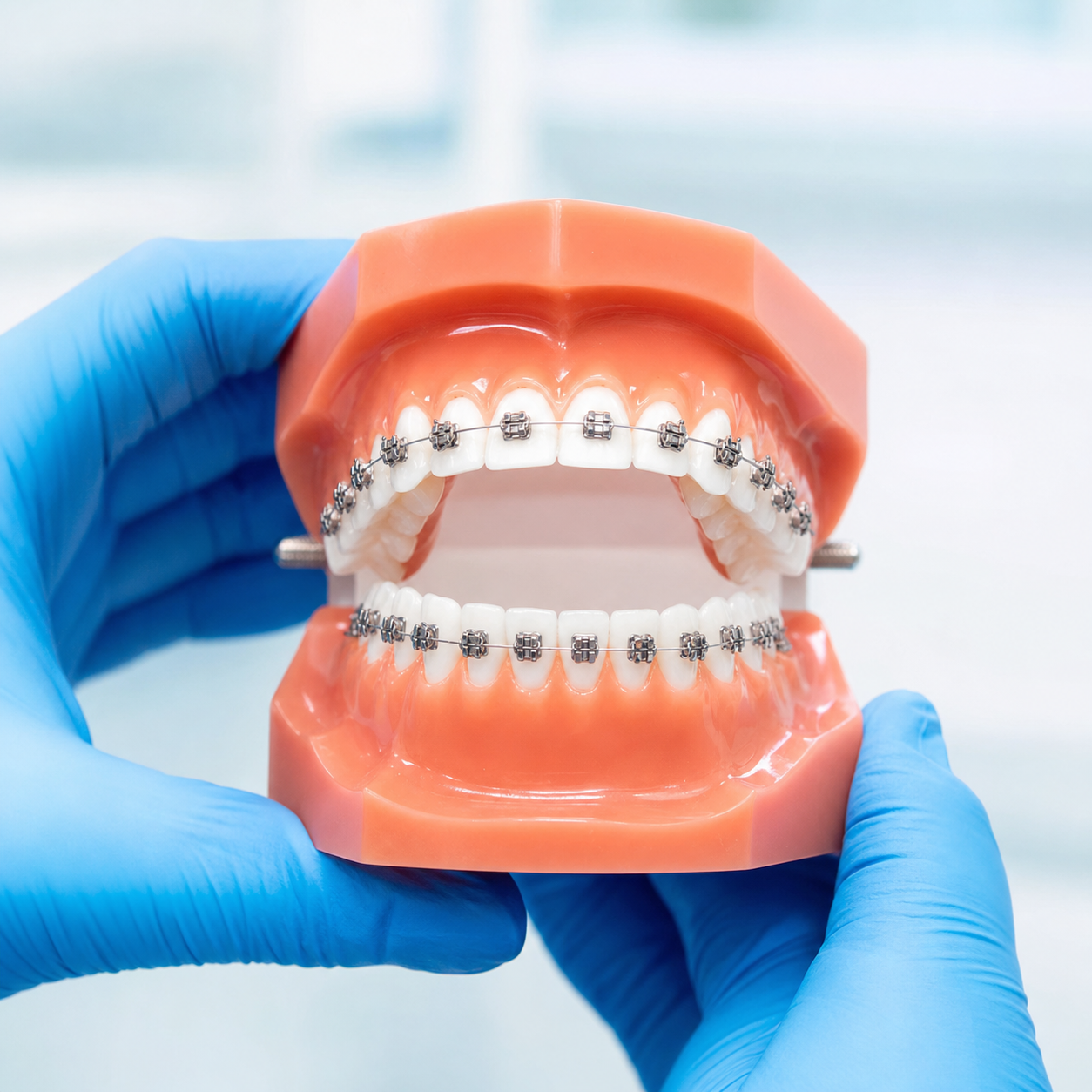 Modelo dental con brackets